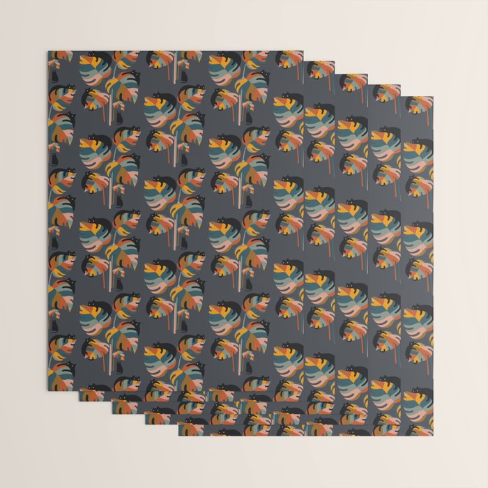 Cat and Plant 11 (Black Cats) Wrapping Paper Gallery Image 3