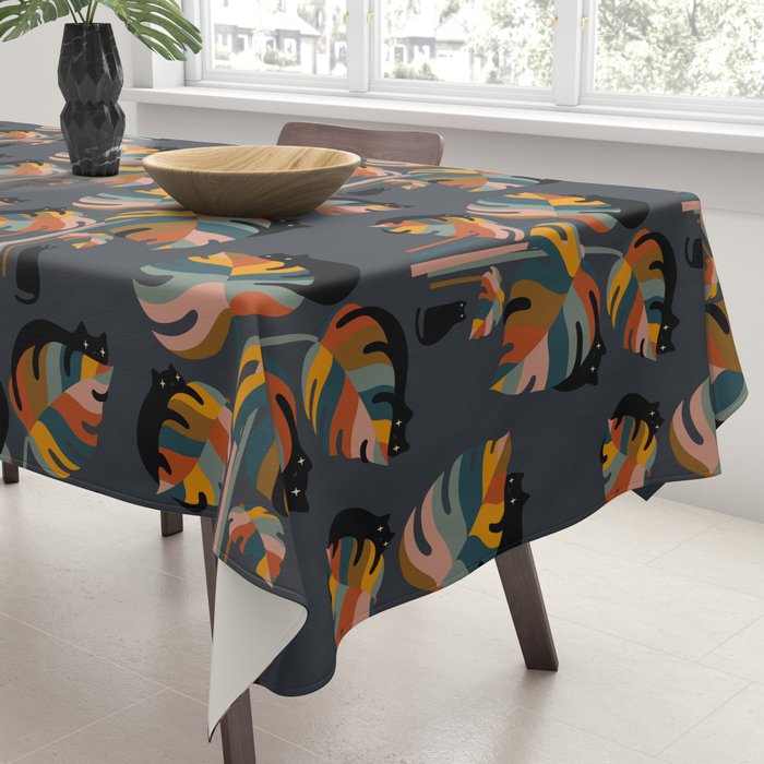 Cat and Plant 11 (Black Cats) Tablecloth Gallery Image 3