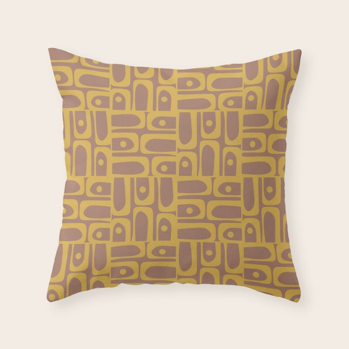 Mid Century Modern Piquet 3 Inspired by PANTONE 17 1230 Color of the Year Mocha Mousse Throw Pillow Gallery Image 6