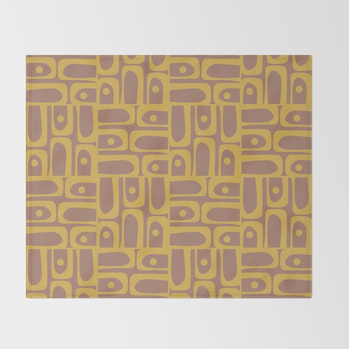 Mid Century Modern Piquet 3 Inspired by PANTONE 17 1230 Color of the Year Mocha Mousse Throw Blanket Gallery Image 2