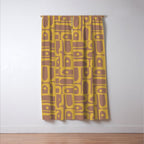 Mid Century Modern Piquet 3 Inspired by PANTONE 17 1230 Color of the Year Mocha Mousse Window Curtain Gallery Image 3