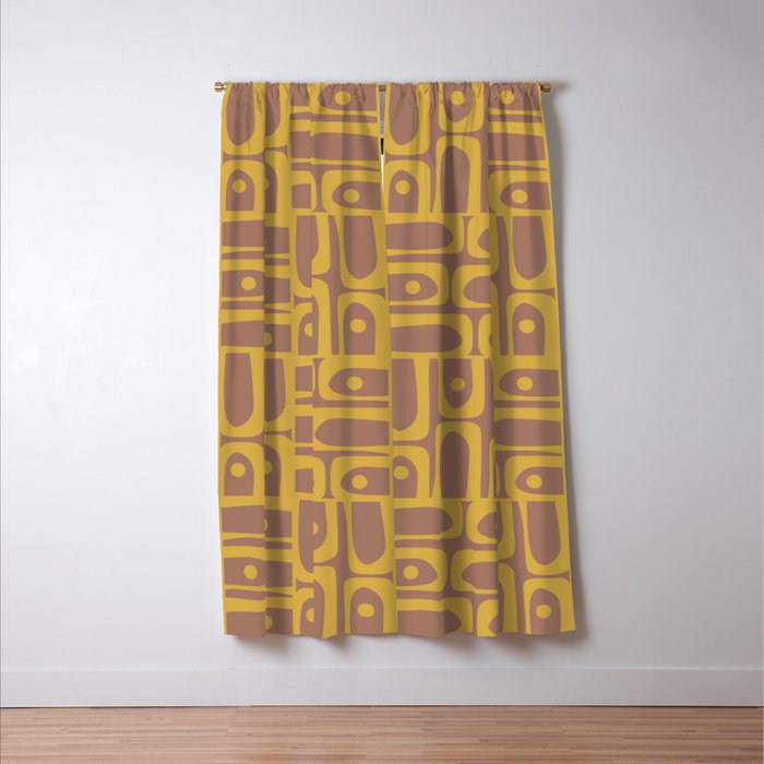 Mid Century Modern Piquet 3 Inspired by PANTONE 17 1230 Color of the Year Mocha Mousse Window Curtain Gallery Image 3