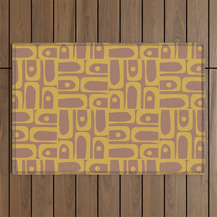 Mid Century Modern Piquet 3 Inspired by PANTONE 17 1230 Color of the Year Mocha Mousse Outdoor Rug Gallery Image 1