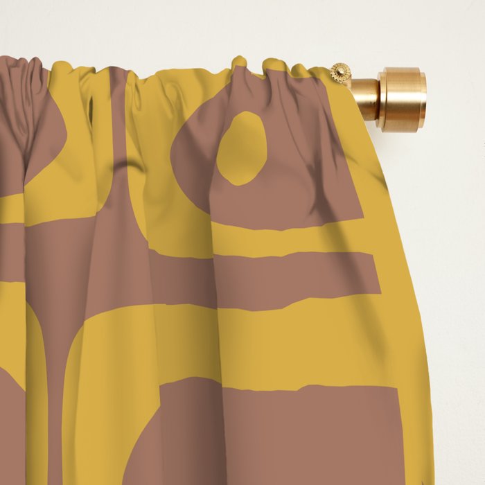 Mid Century Modern Piquet 3 Inspired by PANTONE 17 1230 Color of the Year Mocha Mousse Window Curtain Gallery Image 2