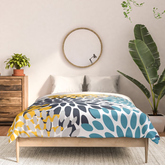 Modern Teal, Yellow and Blue Comforter Gallery Image 3