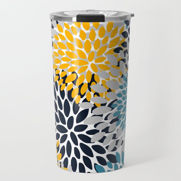 Modern Teal, Yellow and Blue Travel Mug Gallery Image 1
