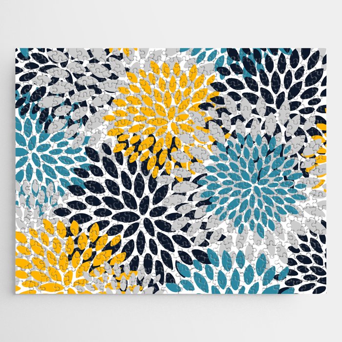 Modern Teal, Yellow and Blue Jigsaw Puzzle Gallery Image 1