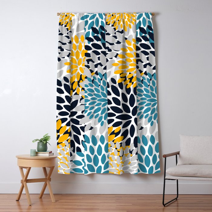 Modern Teal, Yellow and Blue Window Curtain Gallery Image 1