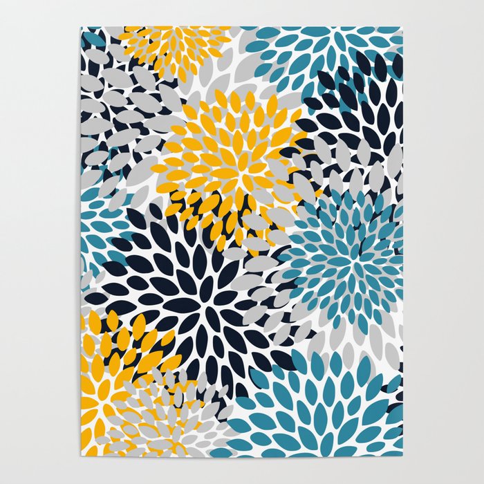 Modern Teal, Yellow and Blue Poster Gallery Image 4