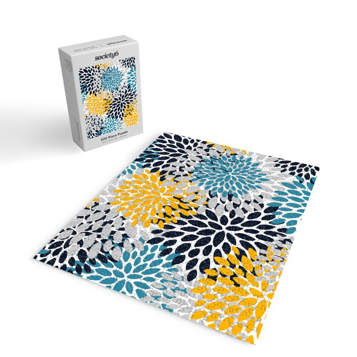 Modern Teal, Yellow and Blue Jigsaw Puzzle Gallery Image 2