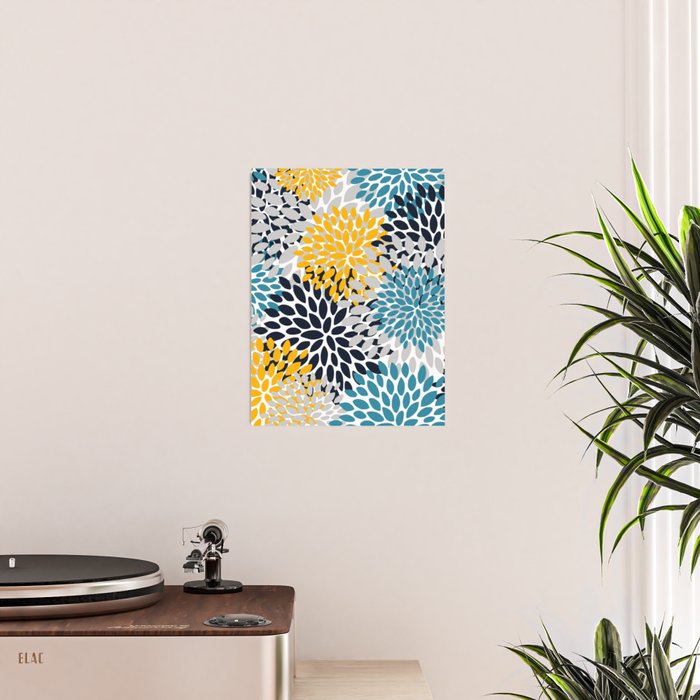 Modern Teal, Yellow and Blue Poster Gallery Image 2