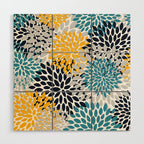 Modern Teal, Yellow and Blue Wood Wall Art Gallery Image 1