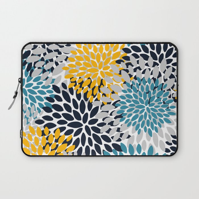 Modern Teal, Yellow and Blue Laptop Sleeve Gallery Image 1