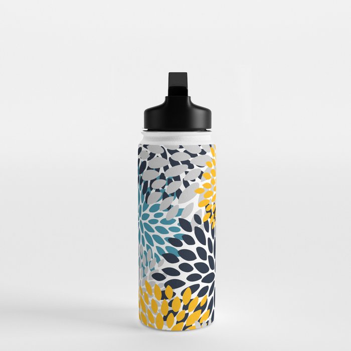 Modern Teal, Yellow and Blue Water Bottle Gallery Image 3