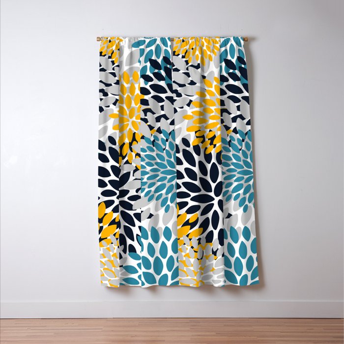 Modern Teal, Yellow and Blue Window Curtain Gallery Image 3