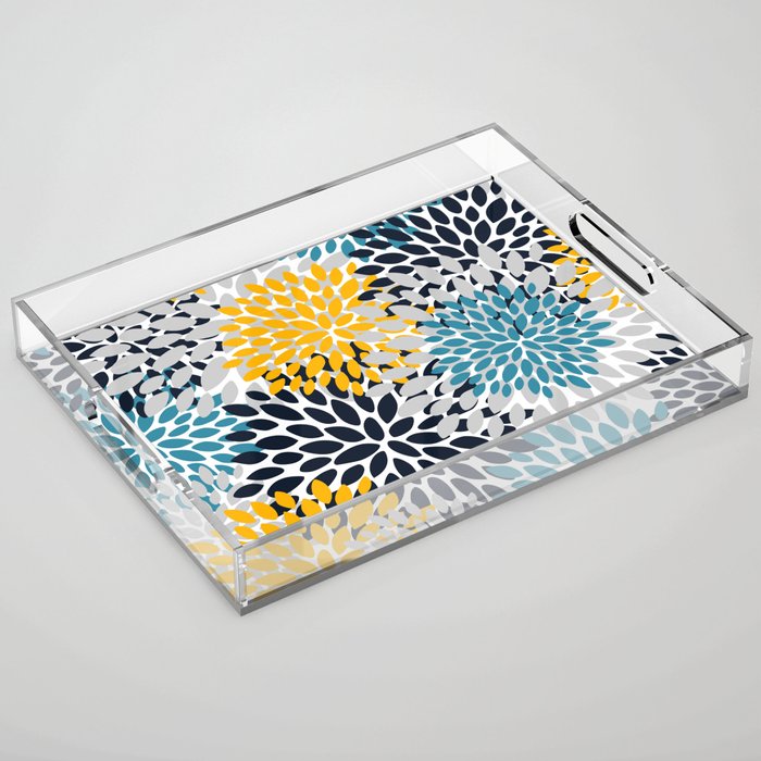Modern Teal, Yellow and Blue Acrylic Tray Gallery Image 1