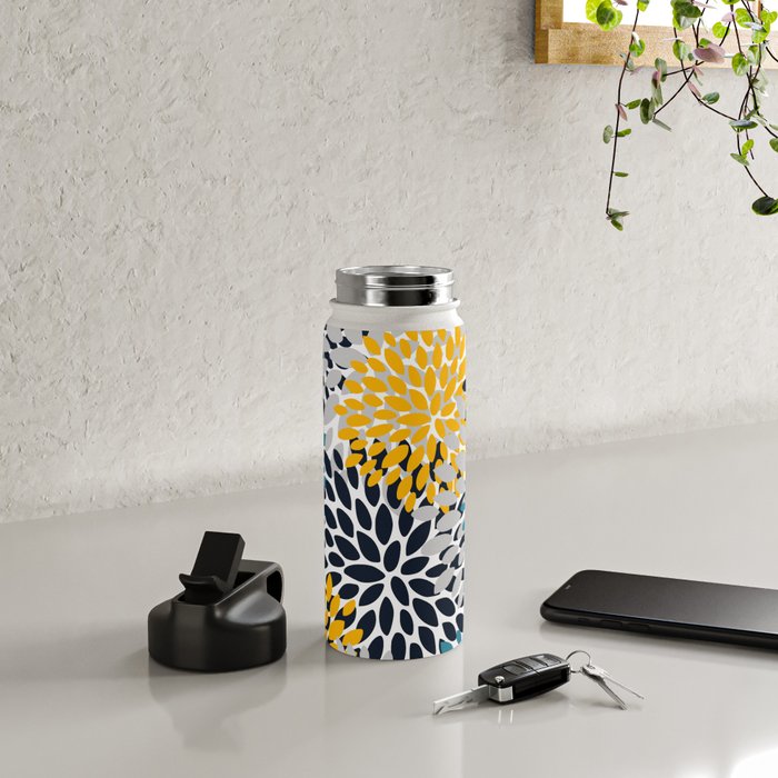 Modern Teal, Yellow and Blue Water Bottle Gallery Image 4