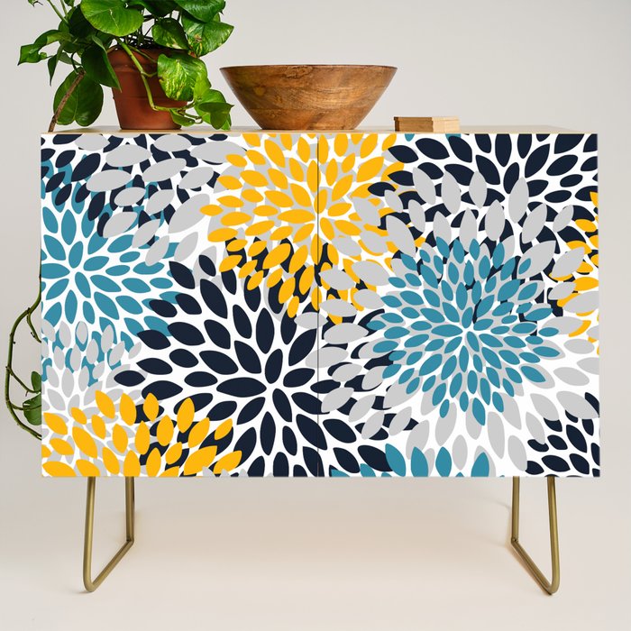 Modern Teal, Yellow and Blue Credenza Gallery Image 1