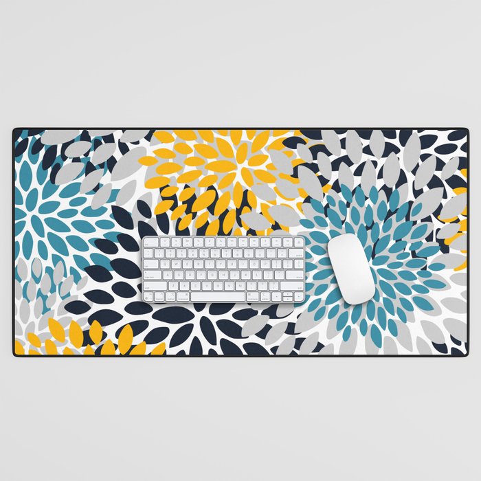 Modern Teal, Yellow and Blue Desk Mat Gallery Image 1