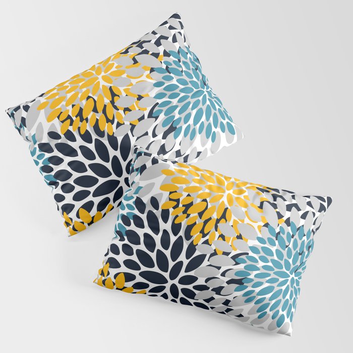 Modern Teal, Yellow and Blue Pillow Sham Gallery Image 1