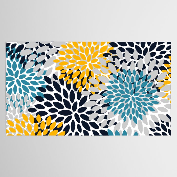 Modern Teal, Yellow and Blue Tablecloth Gallery Image 2