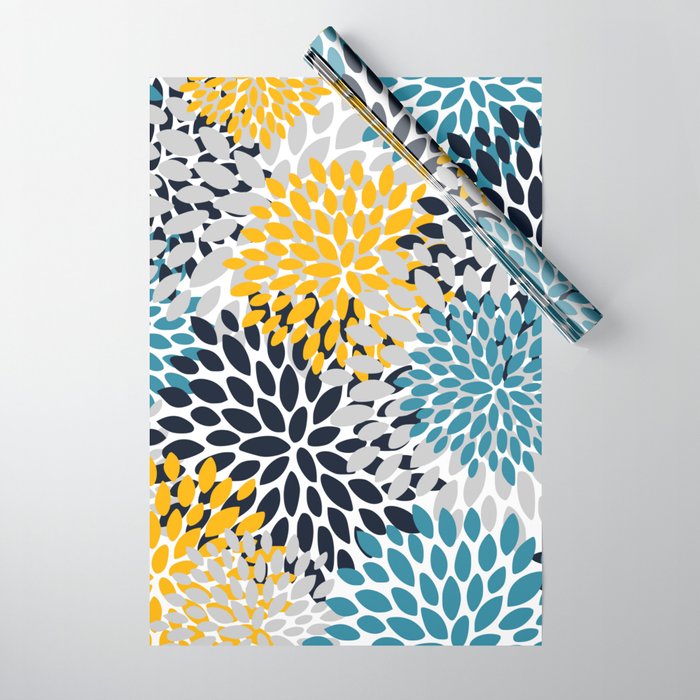 Modern Teal, Yellow and Blue Wrapping Paper Gallery Image 1