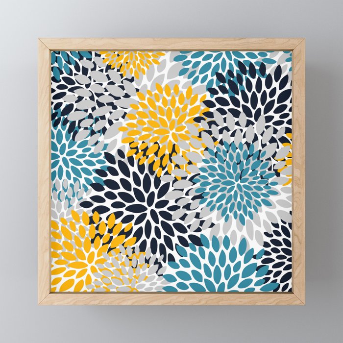Modern Teal, Yellow and Blue Mini Art Print Gallery Image 1