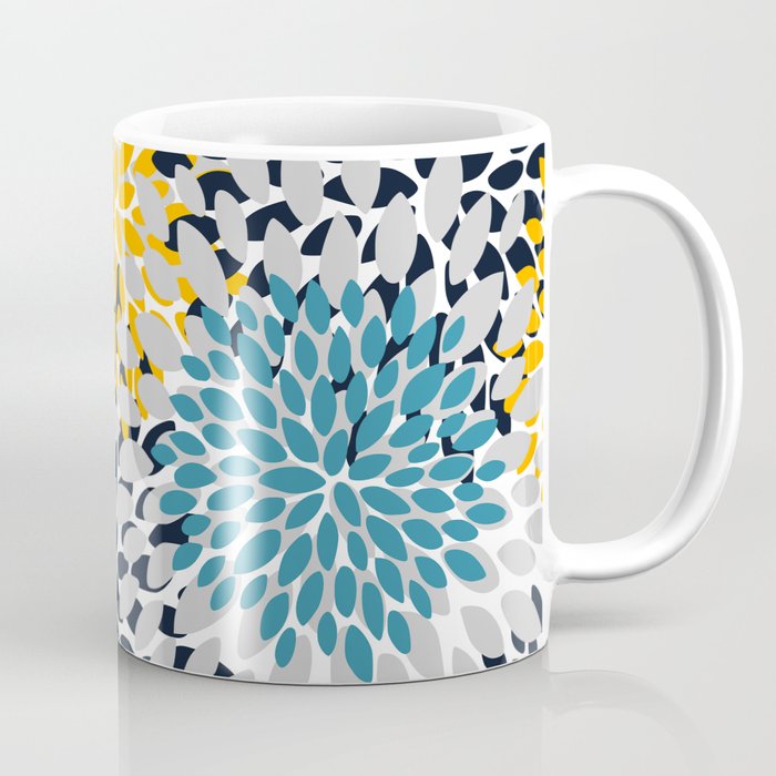 Modern Teal, Yellow and Blue Coffee Mug Gallery Image 1