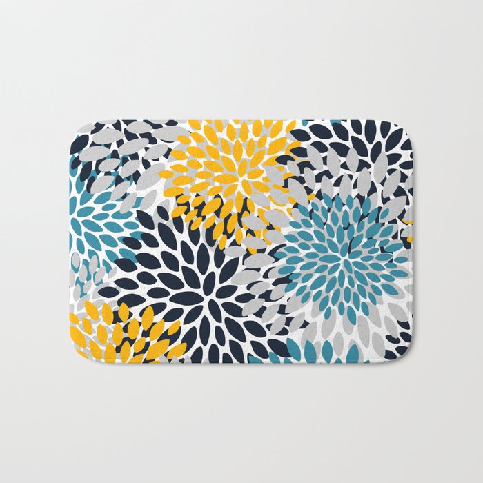 Modern Teal, Yellow and Blue Bath Mat Gallery Image 1