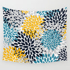 Modern Teal, Yellow and Blue Wall Tapestry Gallery Image 4