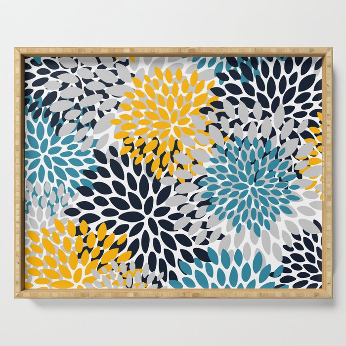 Modern Teal, Yellow and Blue Serving Tray Gallery Image 1