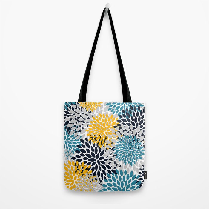 Modern Teal, Yellow and Blue Tote Bag Gallery Image 2