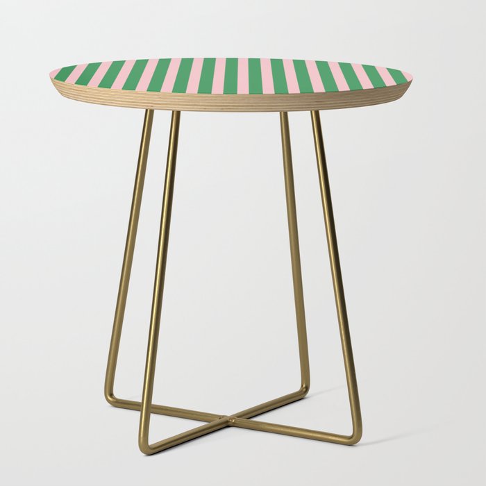 Pink and Green Stripes Narrow Vertical Stripe Pattern Side Table Gallery Image 1