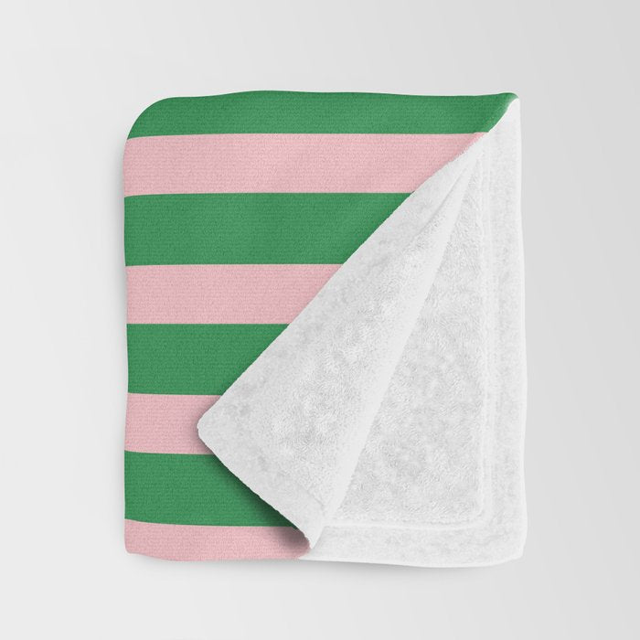 Pink and Green Stripes Narrow Vertical Stripe Pattern Throw Blanket Gallery Image 3