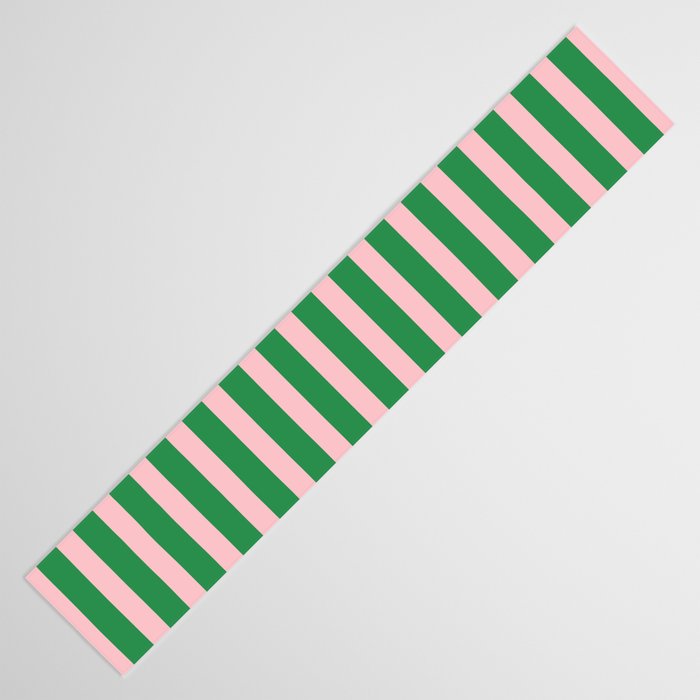 Pink and Green Stripes Narrow Vertical Stripe Pattern Table Runner Gallery Image 3