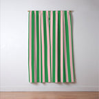 Pink and Green Stripes Narrow Vertical Stripe Pattern Window Curtain Gallery Image 3