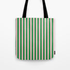Pink and Green Stripes Narrow Vertical Stripe Pattern Tote Bag Gallery Image 1
