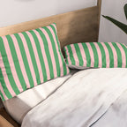 Pink and Green Stripes Narrow Vertical Stripe Pattern Pillow Sham Gallery Image 2