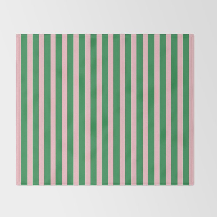 Pink and Green Stripes Narrow Vertical Stripe Pattern Throw Blanket Gallery Image 2