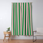 Pink and Green Stripes Narrow Vertical Stripe Pattern Window Curtain Gallery Image 5