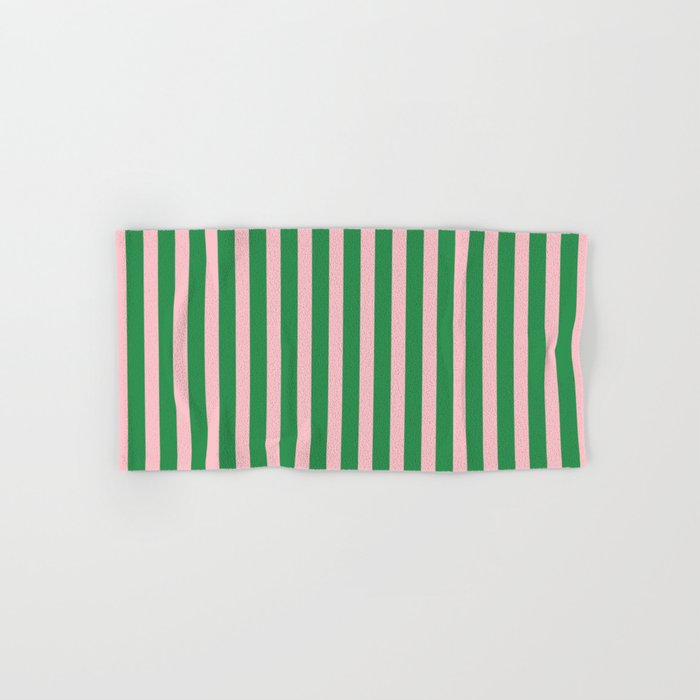 Pink and Green Stripes Narrow Vertical Stripe Pattern Bath Towel Gallery Image 1