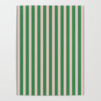 Pink and Green Stripes Narrow Vertical Stripe Pattern Poster Gallery Image 4