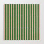 Pink and Green Stripes Narrow Vertical Stripe Pattern Wood Wall Art Gallery Image 1