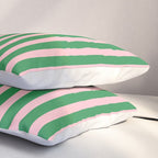 Pink and Green Stripes Narrow Vertical Stripe Pattern Pillow Sham Gallery Image 3