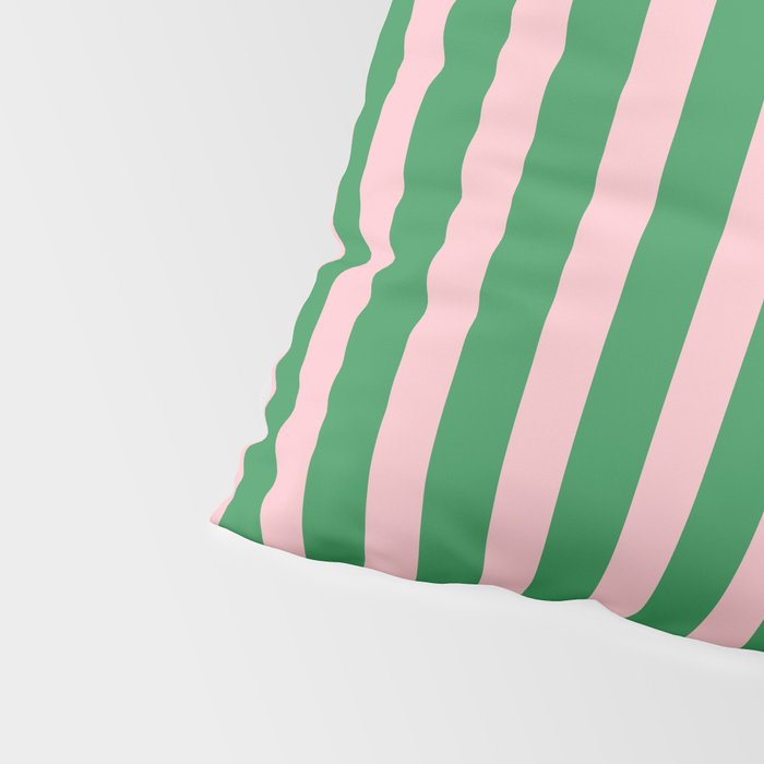 Pink and Green Stripes Narrow Vertical Stripe Pattern Pillow Sham Gallery Image 4