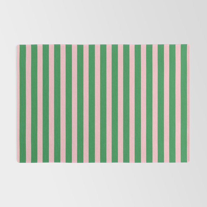 Pink and Green Stripes Narrow Vertical Stripe Pattern Rug Gallery Image 2