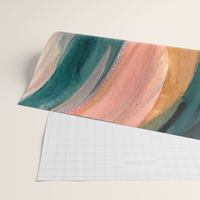 Breathe: a vibrant bold abstract piece in greens, ochre, and pink Wrapping Paper Gallery Image 2