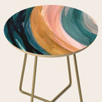 Breathe: a vibrant bold abstract piece in greens, ochre, and pink Side Table Gallery Image 2