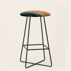 Breathe: a vibrant bold abstract piece in greens, ochre, and pink Stool Gallery Image 1