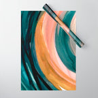 Breathe: a vibrant bold abstract piece in greens, ochre, and pink Wrapping Paper Gallery Image 1